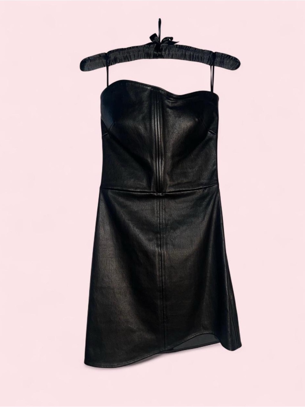 Helmut Lang Strapless Lamb Leather Mini Dress Size 2 - Picture 4 of 7
